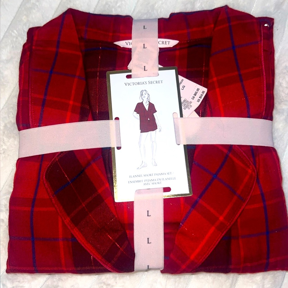 Victoria Secret Flannel Short Set Sz L